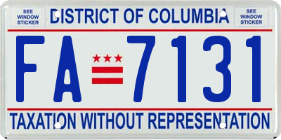 DC license plate FA7131