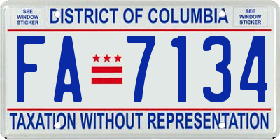 DC license plate FA7134