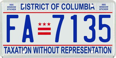 DC license plate FA7135