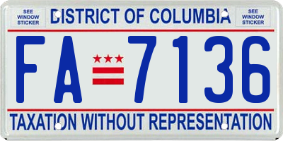 DC license plate FA7136