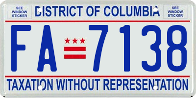 DC license plate FA7138