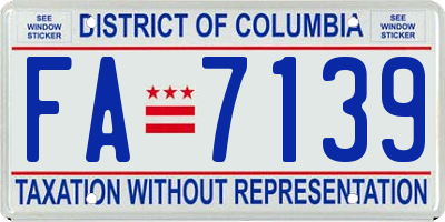 DC license plate FA7139