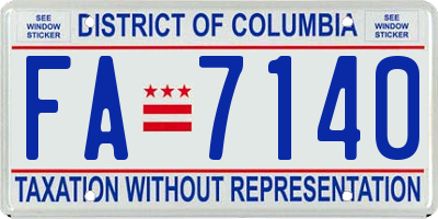 DC license plate FA7140