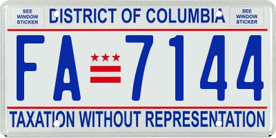 DC license plate FA7144