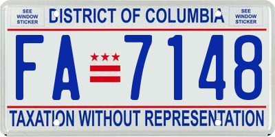 DC license plate FA7148