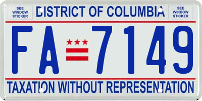 DC license plate FA7149