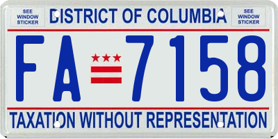 DC license plate FA7158