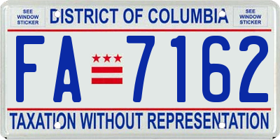 DC license plate FA7162