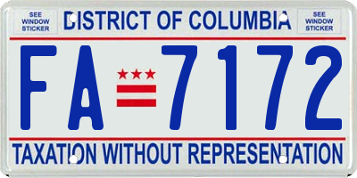 DC license plate FA7172