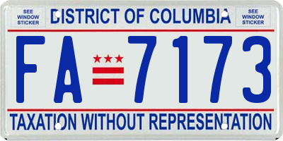 DC license plate FA7173