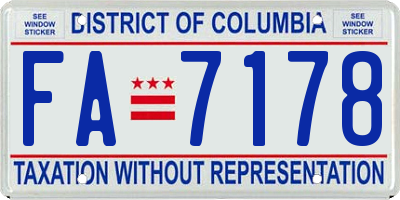 DC license plate FA7178