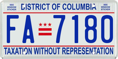 DC license plate FA7180