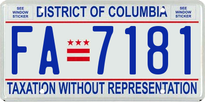 DC license plate FA7181