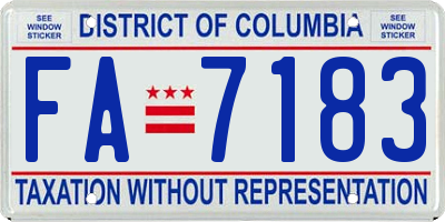 DC license plate FA7183