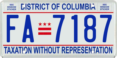 DC license plate FA7187