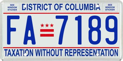 DC license plate FA7189