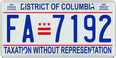 DC license plate FA7192