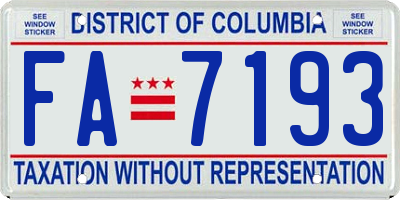 DC license plate FA7193