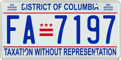 DC license plate FA7197