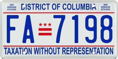 DC license plate FA7198