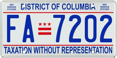 DC license plate FA7202