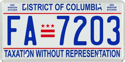 DC license plate FA7203