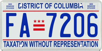 DC license plate FA7206