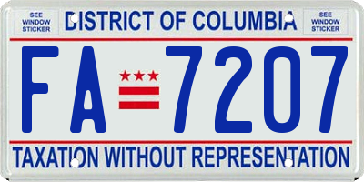 DC license plate FA7207