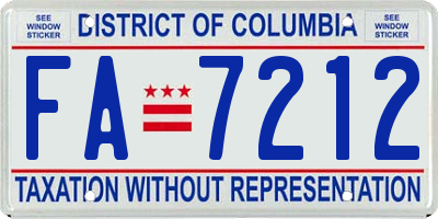 DC license plate FA7212