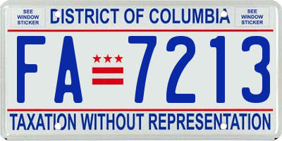 DC license plate FA7213