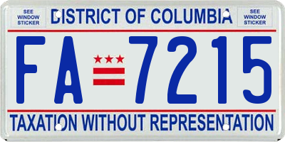 DC license plate FA7215