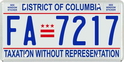 DC license plate FA7217