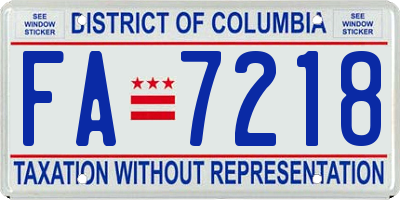 DC license plate FA7218