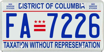 DC license plate FA7226