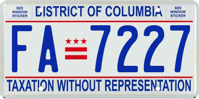 DC license plate FA7227