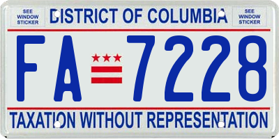 DC license plate FA7228