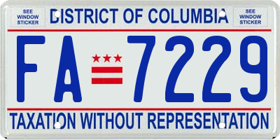 DC license plate FA7229