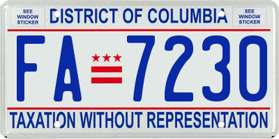 DC license plate FA7230