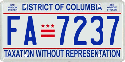 DC license plate FA7237