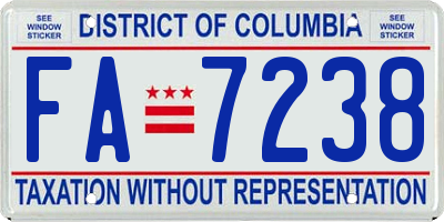 DC license plate FA7238