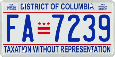 DC license plate FA7239