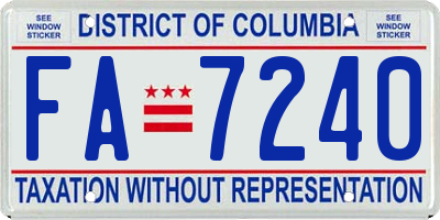 DC license plate FA7240