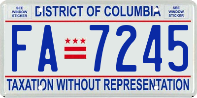 DC license plate FA7245