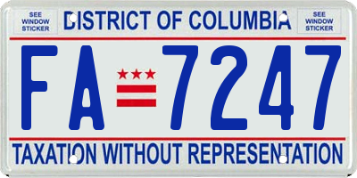 DC license plate FA7247