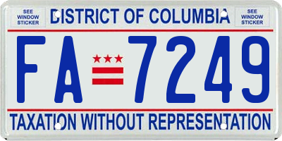 DC license plate FA7249