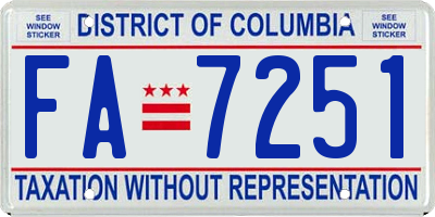 DC license plate FA7251