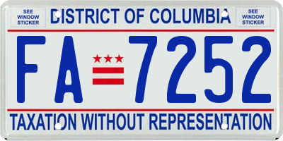 DC license plate FA7252