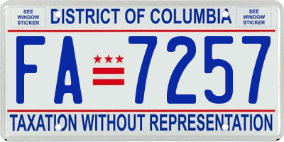 DC license plate FA7257