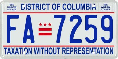 DC license plate FA7259