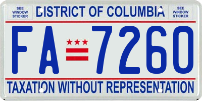 DC license plate FA7260